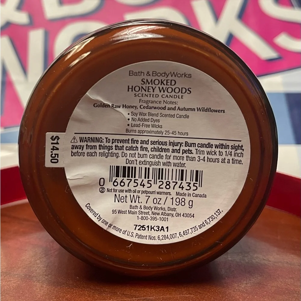 Bath & Body Works Smoked Honey Woods Candle VHTF NWT - Picture 3 of 3